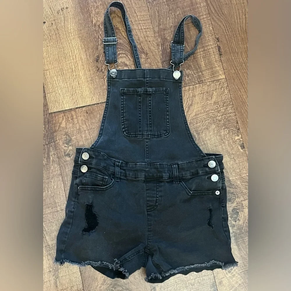 Justice girls Shortalls overall Sz 14 distressed frayed